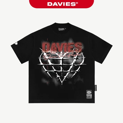 Áo thun hoạ tiết tràn viền nam nữ DAVIES màu đen form rộng vải cotton thoáng mát Confined Passion Tee local brand | D-T6