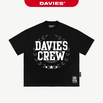 Áo phông đen nam nữ in tràn viền DAVIES local brand form rộng tay lỡ vải thun cotton thoáng mát Tee Davies Crew I D37-T8