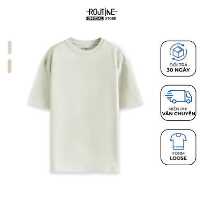 Áo Thun Tay Ngắn Vải Cotton Trơn Phối Tape Form Loose - Routine 10S25TSS052