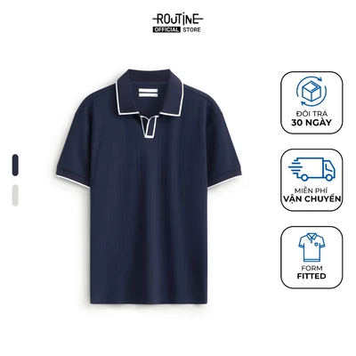 Áo Polo Tay Ngắn Nam Vải Gân Phối Viền Form Fitted - Routine 10F25POL002
