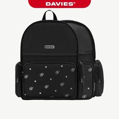 Balo đi học nữ nam màu đen họa tiết DAVIES local brand Davies Special Backpack| D-P48