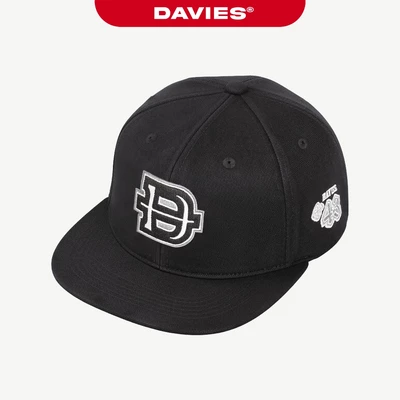 Mũ lưỡi trai hiphop nam nữ DAVIES thiết kế hình thêu logo đứng form cứng cáp màu đen Crew Snapback | D-C10