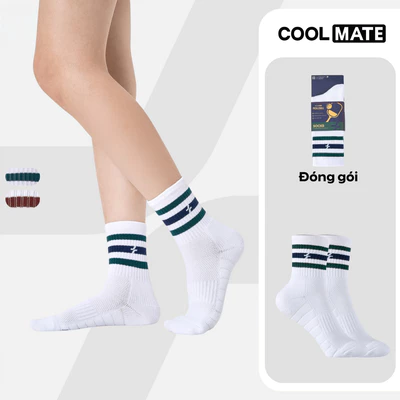 [MUA 2 GIẢM 5%]Tất Pickleball Cổ Trung Stripes Crew Coolmate