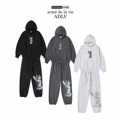 Set áo Hoodie và Quần ADLV AC Bear Statue Of Liberty màu Đen/Than chì/Muối tiêu - Hàng chính hãng
