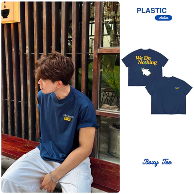 Áo thun boxy, boxy xanh navy oversized "Hội người lười" form boxy vải 100% cotton 2 chiều dày dặn