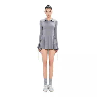 LSOUL Đầm Dài Tay Cổ Sơ Mi Ôm Body Co Giãn Phối Viền Dây Năng Động Mirae Dress V25081686