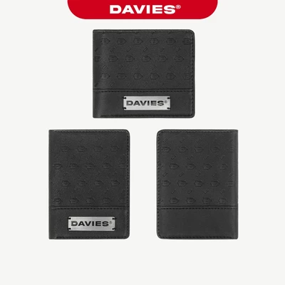 Ví da cầm tay nữ nam họa tiết DAVIES local brand dáng ngang, dọc màu đen chống nước nhiều ngăn Identity Wallet I D-V67