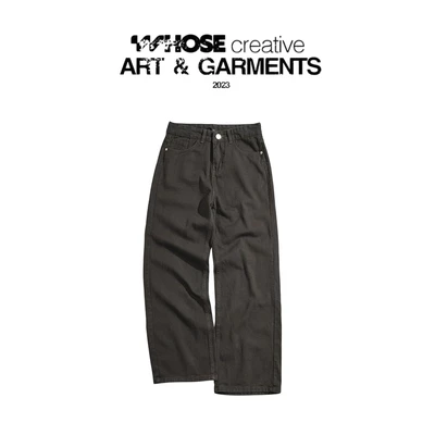 CHARCOAL HEAVY WIDE STRAIGHT JEANS WHOSE - Quần jeans ống đứng wide fit Whose Studio 515