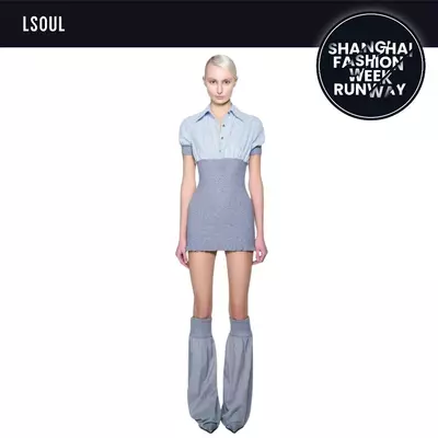 LSOUL - Soren Dress Đầm Body Cổ Sơ Mi Thanh Lịch Phối Sequin Sọc Dọc Vải Thun Gân Co Giãn V25051666