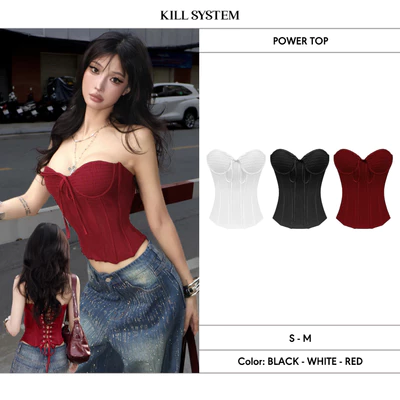 Áo nhún ngực dáng corset xuyên thấu sexy tôn dáng POWER - 𝐊𝐈𝐋𝐋 𝐒𝐘𝐒𝐓𝐄𝐌