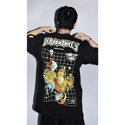 Áo Thun Nam Unisex Urban Monkey Gorado Dissin Tee Black Cotton Hai Chiều 280GSM Form Regular Phối Màu Đen Menswear Áo Th