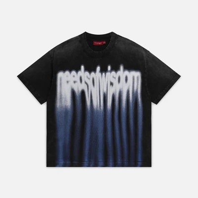 Áo thun NEEDS OF WISDOM Metal Blur Tee - Washed Black - Local Brand Chính Hãng