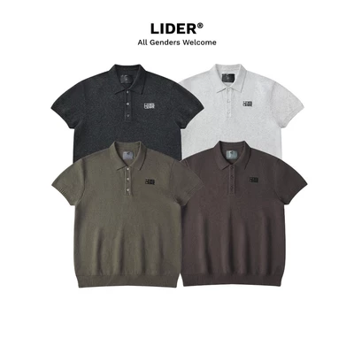 Áo Len Cổ Polo Unisex LIDER ELAN KNIT POLO SHIRTS - Moon Grey/ White Smoke/ Chocolate