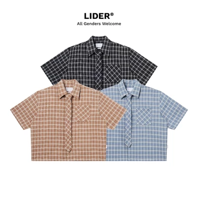 [TẶNG CÀ VẠT] Áo Sơ Mi Caro Tay Ngắn Phom Boxy Unisex LIDER CAROLINE BOXY SHIRT