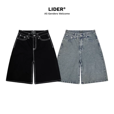 Quần Jeans Ngắn Ống Rộng Thêu Chữ L Túi Sau LIDER CARPENTER DENIM SHORTS