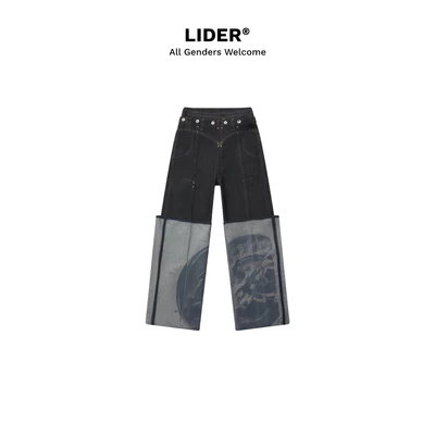 Quần Jeans Unisex Ống Rộng Lật Lai In Hoạ Tiết X ENIGMA CUFFED JEANS