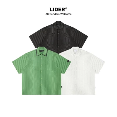 Áo Sơ Mi Kẻ Sọc Tay Ngắn Unisex LIDER OFF-LINE BOXY SHIRT