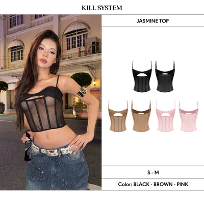 Áo hai dây xuyên thấu dáng corset gợi cảm JASMINE - 𝐊𝐈𝐋𝐋 𝐒𝐘𝐒𝐓𝐄𝐌