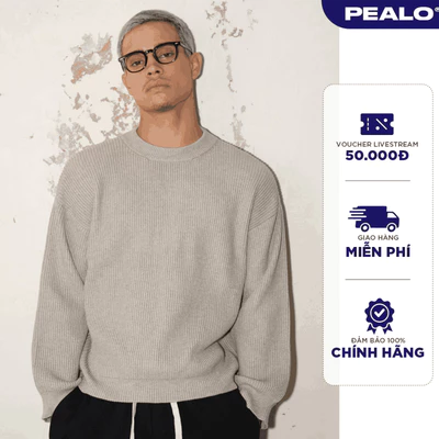 Áo len nam cổ tròn dáng xuông PEALO chất liệu len lông thỏ mềm mịn form crop - Cloud Sweater SPK2