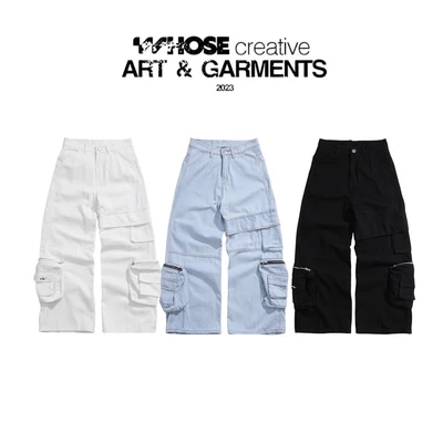 WHOSE POCKET CARGO JEANS - Quần jeans túi hộp form baggy logo kim loại