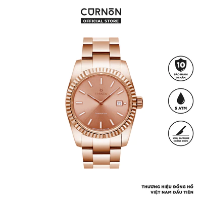 Đồng Hồ Nam Curnon Grandeur Rosetone – Mặt Kim Dạ Quang, Thiết Kế Sang Trọng, Dây Kim Loại Chính Hãng