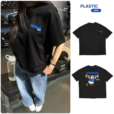 Áo thun boxy, boxy đen oversized "Bé khoẻ" form boxy vải 100% cotton 2 chiều dày dặn