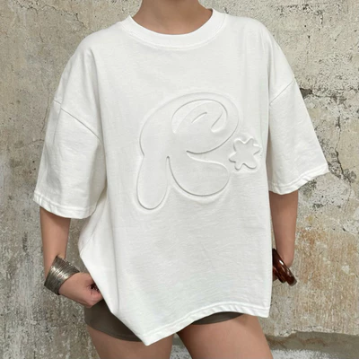 Áo thun dập nổi 3D REGODS form rộng unisex nam nữ cotton 255gsm cổ tròn - TEE SCULPTED REGODS