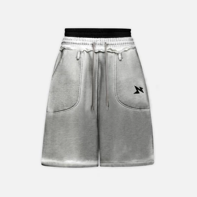 Quần NEEDS OF WISDOM 2Waist Spray Sweatshorts - Washed Grey - Local Brand Chính Hãng