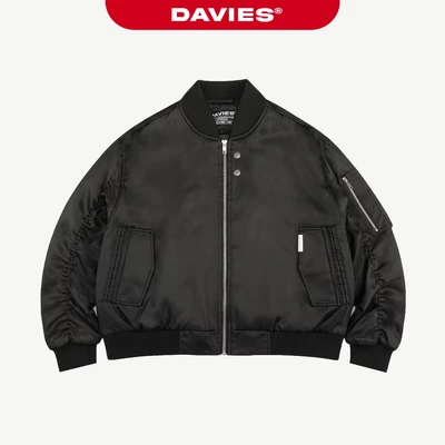 Áo khoác bomber nam nữ tay nhún DAVIES chất dù 2 lớp túi hộp khóa kéo kèm nút đính logo inox Maverick Jacket | D-AK29-D