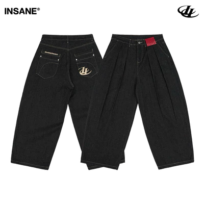 Quần Dài InsaneClo DUAL REALM DENIM PANTS BLACK Form Baggy Unisex Chất Liệu Denim