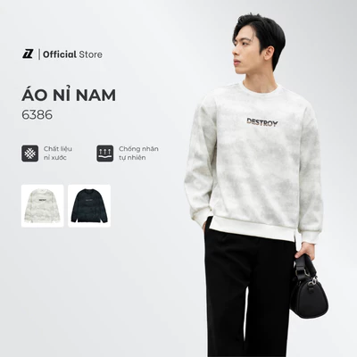 Áo nỉ nam AUZED cổ tròn, Chất nỉ xước thiết kế can chéo độc quyền, bo gấu 6386