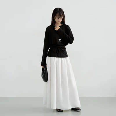 Chân Váy Midi Dài Xòe, Váy Form Rộng Ôm Eo Tôn Dáng, Chất Cotton Mềm Mại - MORI SKIRT - THE J STUDIO