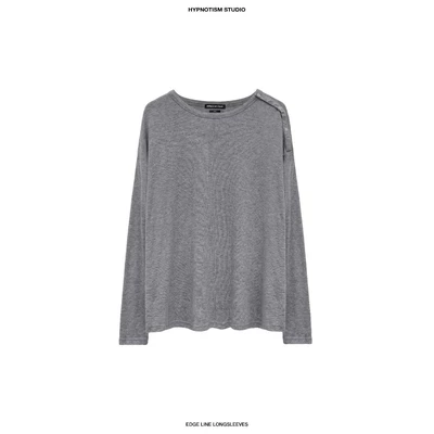 HYPNOTISM |"EDGE LINE LONGSLEEVES" Áo Thun Len Dệt Dài Tay Phối Cúc Vai
