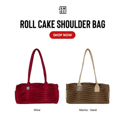 Jamlos Roll Cake Shoulder Bag - Túi đeo vai vải canvas xếp li dáng bánh khúc cây