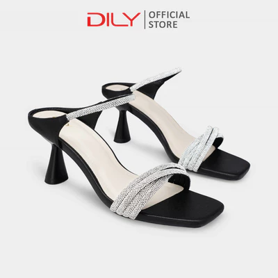 Guốc nữ DILY quai đính đá sang trọng, dép guốc cao gót nhọn tôn dáng 6.5cm DL0610