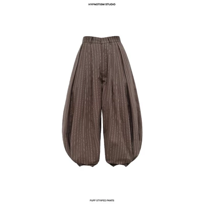 HYPNOTISM | “PUFF STRIPED PANTS” - Quần Cotton Nhăn, Ống Phồng Kẻ Sọc