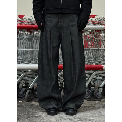 Quần Jean Ống Rộng Nam Xếp Ly – Raw Denim 11oz – Pleated Baggy Pants TheBrothers