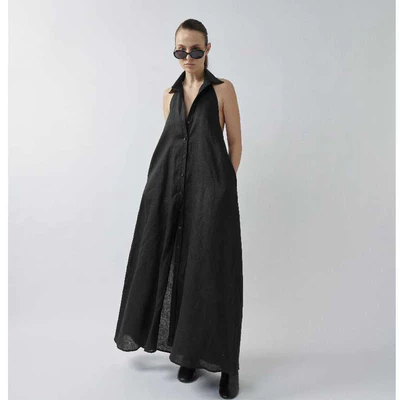 HIGHCHIC - SENSE COLLECTION - ĐẦM LINEN DÁNG DÀI HỞ LƯNG - MORI LINEN DRESS