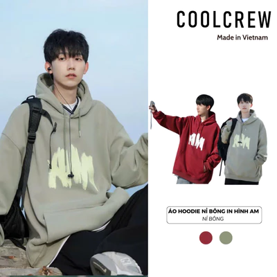 Áo Hoodie Nỉ Bông Dày Dặn 𝐂𝐎𝐎𝐋𝐂𝐑𝐄𝐖 Unisex Form Rộng In Hình AM Cute Cao Cấp Mặc Đôi