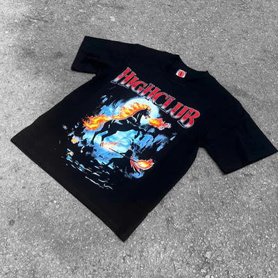 Áo thun MÃ - HIGHCLUB Tay lỡ cổ tròn màu ĐEN - UNISEX