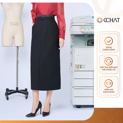 Chân Váy 𝐂𝐂𝐇𝐀𝐓 Dáng A Cạp Kiểu Dài Chất Liệu Tuytsi Cao Cấp Sang Trọng 14CDS2039AT
