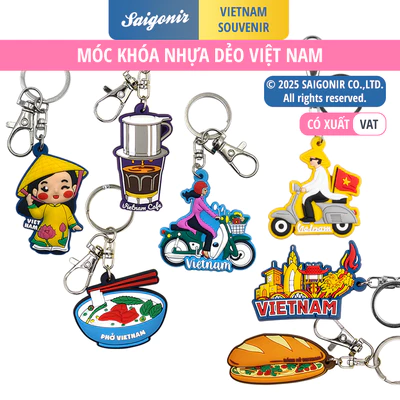 Móc khóa dẻo hình đồ ăn Việt Nam Bánh mì Cafe Phở kèm móc cài lobster tiện lợi Lưu niệm Saigonir