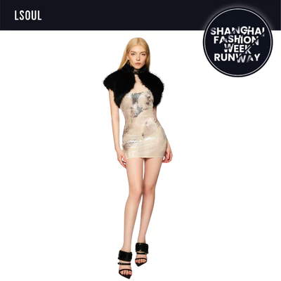 LSOUL Đầm 2 Dây Ôm Body Dáng Ngắn Sexy Phủ Họa Tiết 3D Đính Sequin Bianca Dress V25051669