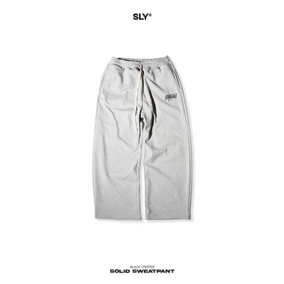 Quần nỉ ống rộng SLY Sweat Pant Solid màu xám tiêu