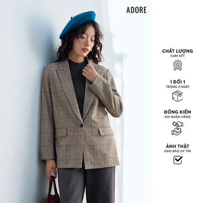 Blazer basic kẻ ziczac nâu - 512BL1004 ADORE