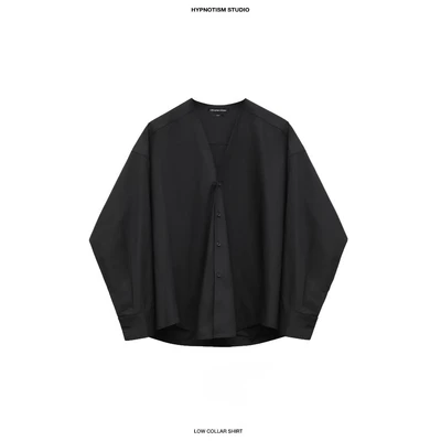 HYPNOTISM | LOW COLLAR SHIRT - Áo tay dài cổ V, form rộng tối giản