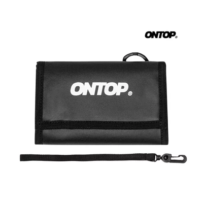 Ví da local brand màu đen ONTOP gập 3 nhiều ngăn nam nữ tặng kèm keychain New Logo | O-V21-DDA