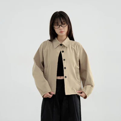 Áo Khoác Nữ Form Rộng Boxy, Áo Kaki Dù Tay Cánh Dơi Màu Be - Balloon Jacket - The J Studio