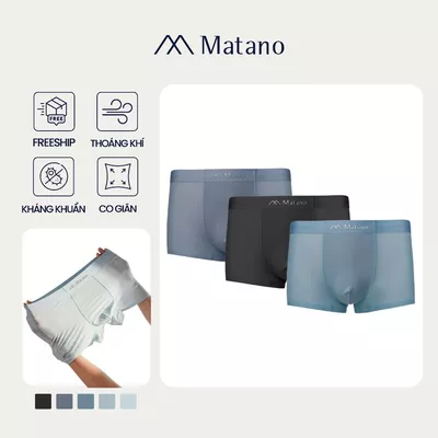 COMBO 3 Quần Boxer Nam Lụa Băng Trơn MATANO QL065 basic, co giãn, ôm, mềm mại, thoáng mát, kháng khuẩn, thấm mồ hôi