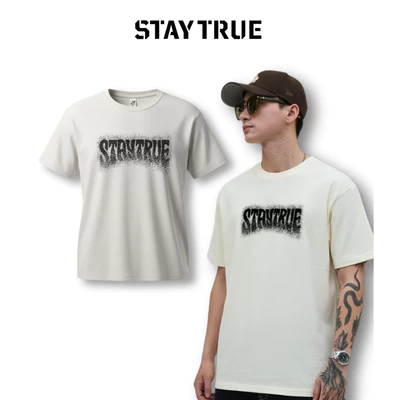 Áo Thun Local Brand STAYTRUE- Áo Thun Unisex Nam Nữ, Phong Cách Streetwear Cotton Cao Cấp- Màu Trắng